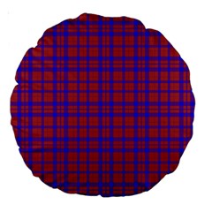 Pattern Plaid Geometric Red Blue Large 18  Premium Round Cushions by Simbadda