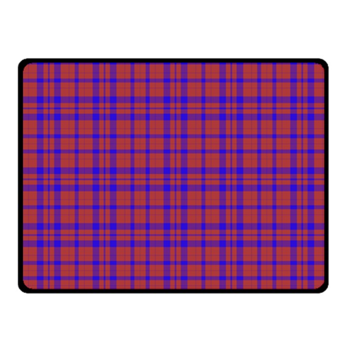 Pattern Plaid Geometric Red Blue Double Sided Fleece Blanket (Small) 