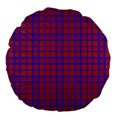 Pattern Plaid Geometric Red Blue Large 18  Premium Flano Round Cushions by Simbadda