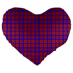 Pattern Plaid Geometric Red Blue Large 19  Premium Flano Heart Shape Cushions by Simbadda