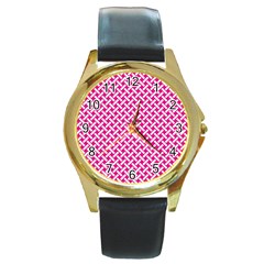 Pattern Round Gold Metal Watch by Valentinaart