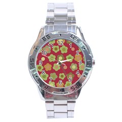 Floral Pattern Stainless Steel Analogue Watch by Valentinaart