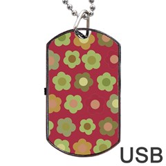 Floral Pattern Dog Tag Usb Flash (one Side) by Valentinaart