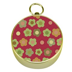 Floral Pattern Gold Compasses