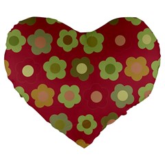 Floral Pattern Large 19  Premium Flano Heart Shape Cushions