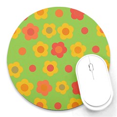 Floral Pattern Round Mousepads by Valentinaart