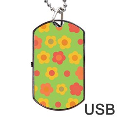 Floral Pattern Dog Tag Usb Flash (two Sides)