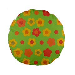 Floral Pattern Standard 15  Premium Flano Round Cushions