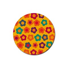 Floral Pattern Rubber Coaster (round)  by Valentinaart