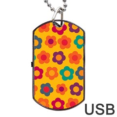 Floral Pattern Dog Tag Usb Flash (two Sides)