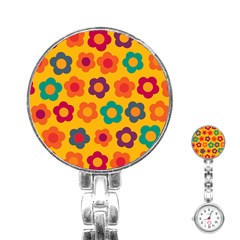 Floral Pattern Stainless Steel Nurses Watch by Valentinaart