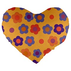 Floral Pattern Large 19  Premium Heart Shape Cushions