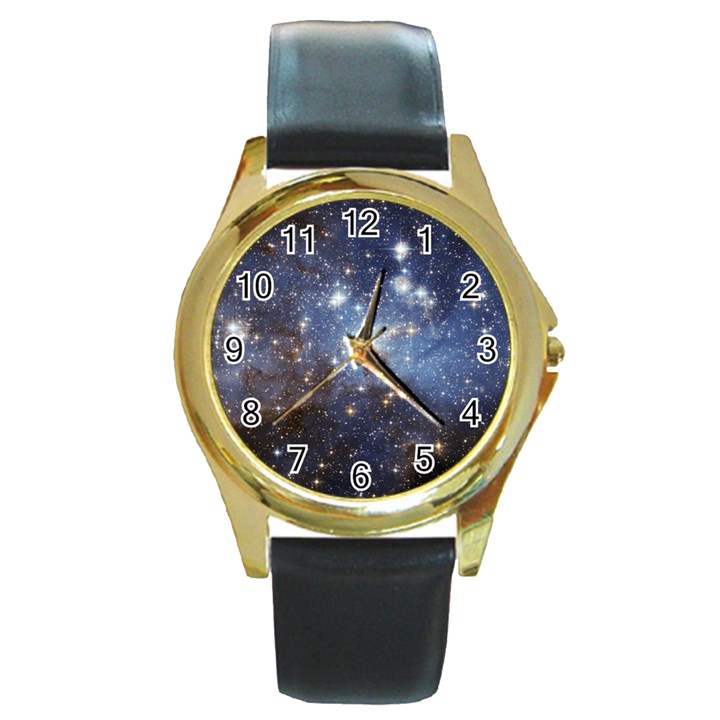 Large Magellanic Cloud Round Gold Metal Watch