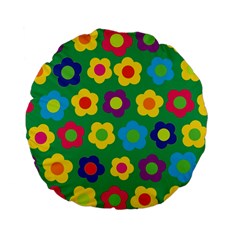 Floral Pattern Standard 15  Premium Flano Round Cushions