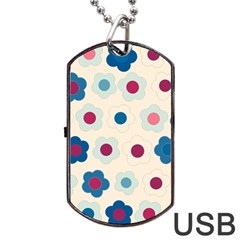 Floral Pattern Dog Tag Usb Flash (two Sides)