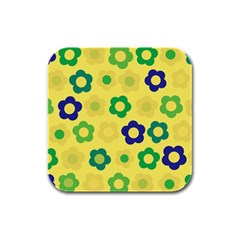 Floral Pattern Rubber Square Coaster (4 Pack) 