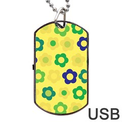 Floral Pattern Dog Tag Usb Flash (one Side)