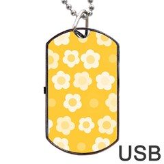 Floral Pattern Dog Tag Usb Flash (one Side) by Valentinaart