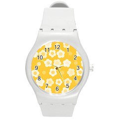 Floral Pattern Round Plastic Sport Watch (m)