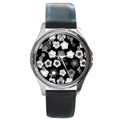 Floral Pattern Round Metal Watch by Valentinaart