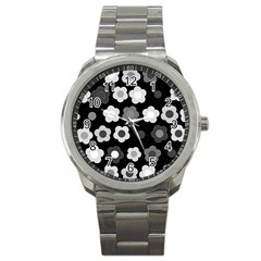 Floral Pattern Sport Metal Watch by Valentinaart