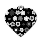 Floral pattern Dog Tag Heart (One Side) Front