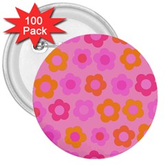 Pink Floral Pattern 3  Buttons (100 Pack)  by Valentinaart