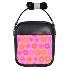 Pink Floral Pattern Girls Sling Bags by Valentinaart