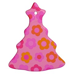 Pink Floral Pattern Ornament (christmas Tree) 