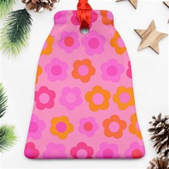 Pink Floral Pattern Bell Ornament (two Sides)