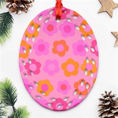 Pink Floral Pattern Ornament (oval Filigree)