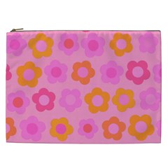 Pink Floral Pattern Cosmetic Bag (xxl)  by Valentinaart