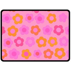 Pink Floral Pattern Double Sided Fleece Blanket (large) 