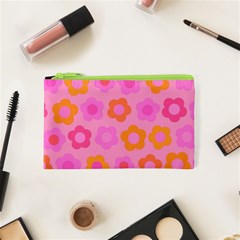 Pink Floral Pattern Cosmetic Bag (xs)