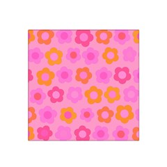 Pink Floral Pattern Satin Bandana Scarf