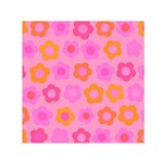 Pink floral pattern Small Satin Scarf (Square) Front