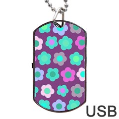 Floral Pattern Dog Tag Usb Flash (one Side)