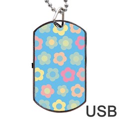 Floral Pattern Dog Tag Usb Flash (two Sides)