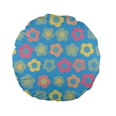 Floral Pattern Standard 15  Premium Flano Round Cushions