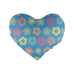 Floral Pattern Standard 16  Premium Flano Heart Shape Cushions by Valentinaart