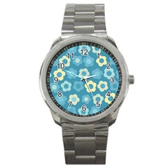 Floral Pattern Sport Metal Watch by Valentinaart