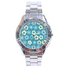 Floral Pattern Stainless Steel Analogue Watch by Valentinaart