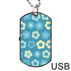 Floral Pattern Dog Tag Usb Flash (one Side)