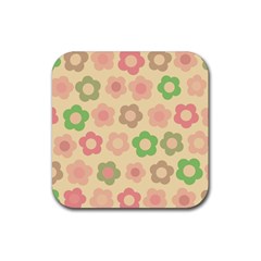 Floral Pattern Rubber Coaster (square)  by Valentinaart