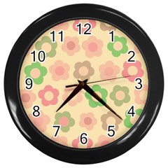 Floral pattern Wall Clocks (Black)