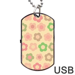 Floral Pattern Dog Tag Usb Flash (one Side)