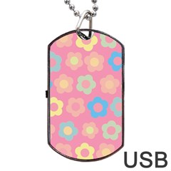 Floral Pattern Dog Tag Usb Flash (two Sides) by Valentinaart