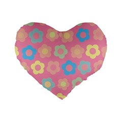 Floral Pattern Standard 16  Premium Flano Heart Shape Cushions by Valentinaart