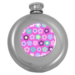 Floral Pattern Round Hip Flask (5 Oz) by Valentinaart