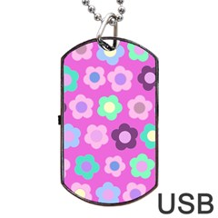 Floral Pattern Dog Tag Usb Flash (one Side)